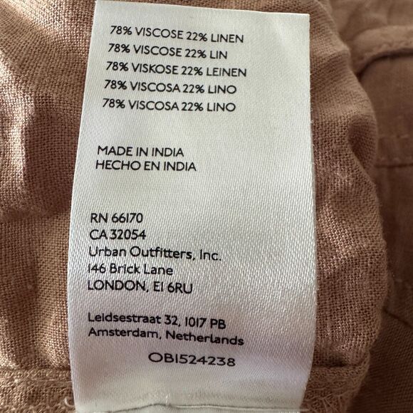 URBAN OUTFITTERS Women's Size 6 Viscose/Linen Blend Trousers Light Taupe Neutral - Picture 8 of 8